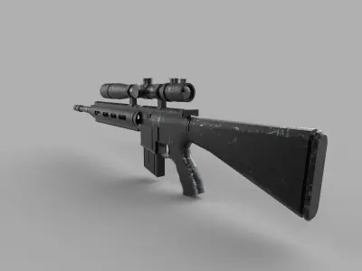 Assault rifle Low-poly 3D model 2