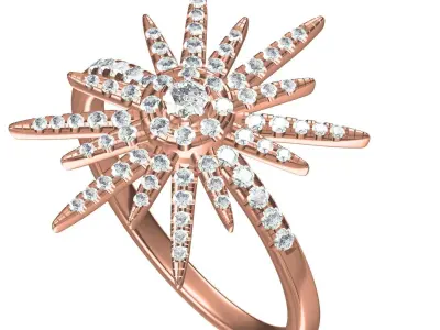 Antique Micro Prong Set Star Ring 3D print model