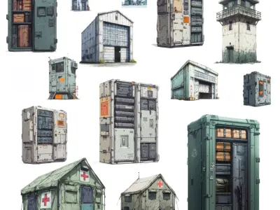 BIG Military Pack - 39 Buildings and Structures  3D Models 3D model