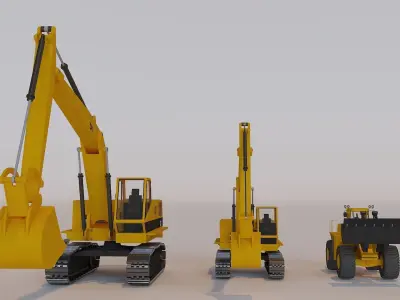 CAT 225  Loading  Machine Low-poly 3D model