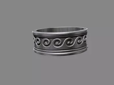 Ancient Greek Waves wedding band engagement ring 3D print model