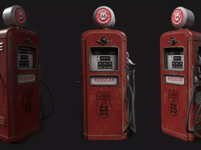 Vintage Gas Pump Low-poly 3D model purchase