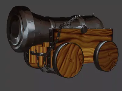 Cartoon Style Old Vessel Cannon 3D model