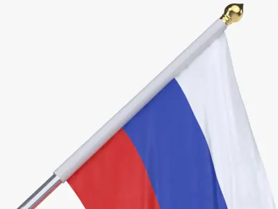 Russia Cloth Flag Wall Mount Animated 3D model