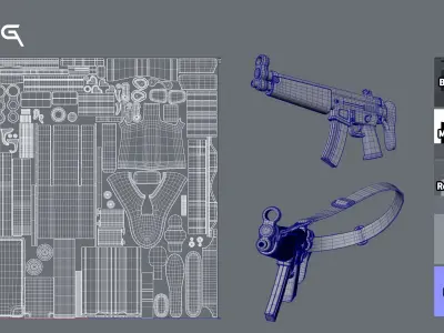 Stylized Guns Low-poly 3D model