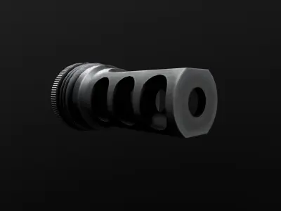 SilencerCo Harvester 338 Suppressor and ASR Muzzle Brake Low-poly 3D model