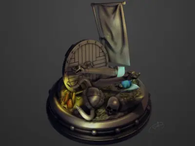 Axe and helm 3D model