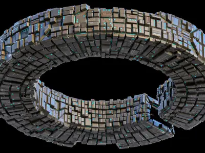 Space Station The Ring Lowpoly Borg Low-poly 3D model