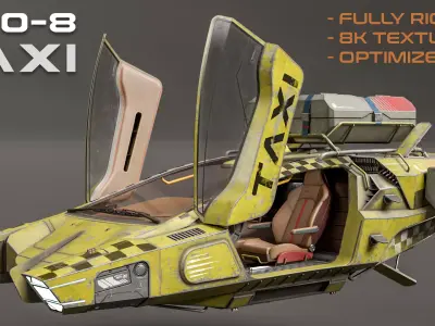 AVIO-8 Cyberpunk Hover Taxi Low-poly 3D model