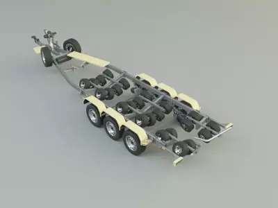 tri axle boat trailer model 3D model