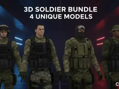 Modern Soldier Tactical Bundle  4 Specialized Models 3D Model Pack