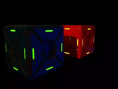 Sci-Fi small box Low-poly 3D model