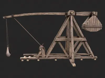 Medieval Siege Trebuchet 5 Low-poly 3D model