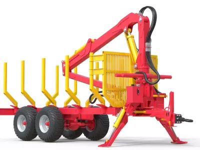 Xylotrail 11 Logging Forestry Trailer Low-poly 3D model