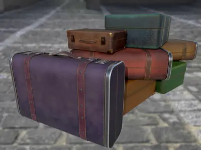 Travel bag suitcase briefcase PBR game ready Low-poly 3D model
