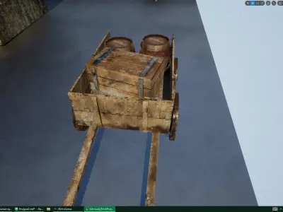 wooden cart 3D model 3