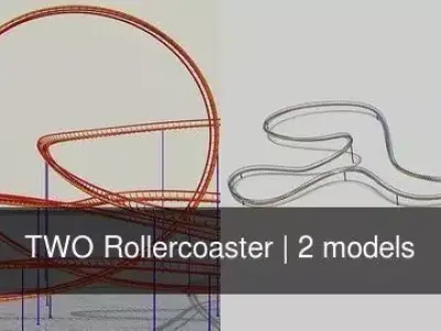 TWO Rollercoaster 3D Model Pack 4