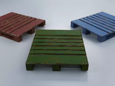 3 Old Wooden Stand 3D Model Pack