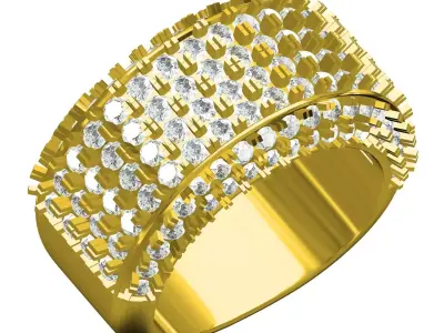 Antique Pave Set Iced Diamond Band 3D print model