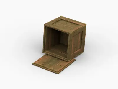 Wooden Cargo Crate Box Low-poly 3D model