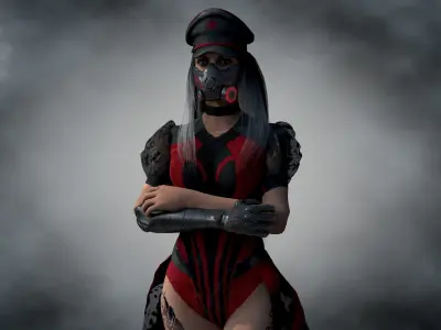 Soviet Cyberpunk Girl Low-poly 3D model