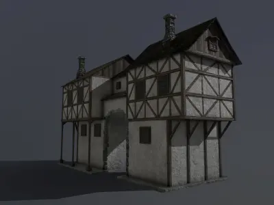 Medieval house B PBR  Low-poly 3D model