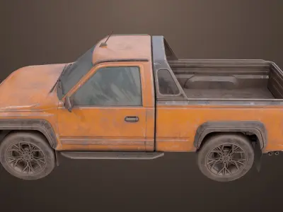 Pickup Truck01 Old Rusty All PBR Unity UE Textures 3D model