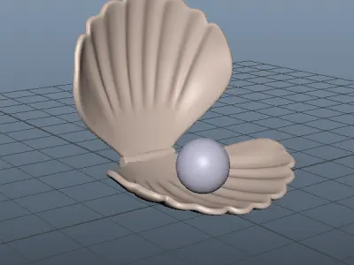 Shell and Pearl cartoon 3D model