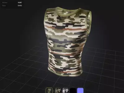 Male camo Military Top game ready UE5 Low-poly 3D model