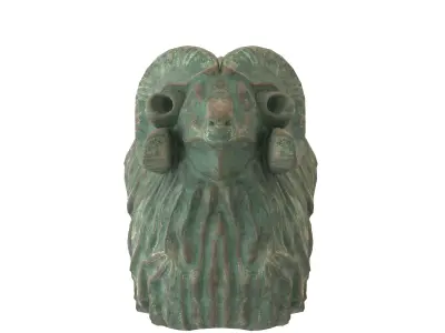 Garden ram rusted statues Low-poly 3D model