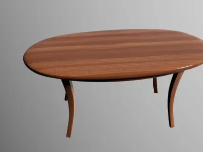 TABLE oval with wooden top 3D model