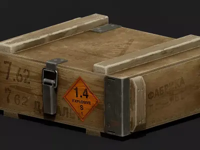 Military Wooden Ammo Box Low-poly 3D model