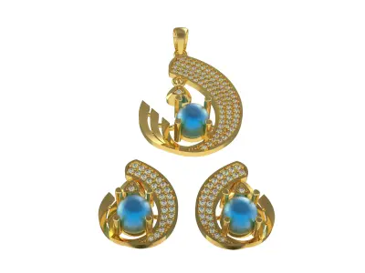 Diamond Pendant Set 52 3D print model