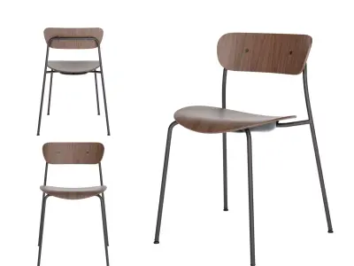 Industrial Dining Chair 3D Model Plywood Seat with Metal Frame 3D model