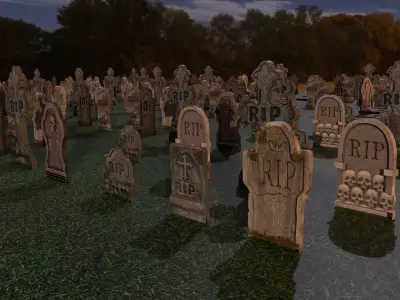 Cemetery Low-poly 3D model purchase