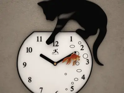 Playing Cat Wall Clock 04 3D model