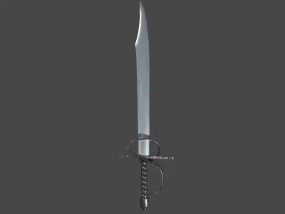 Falchion sword with Flamberge handle Low-poly 3D model