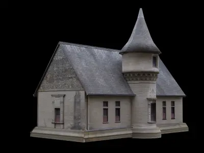 Castle church Low-poly 3D model