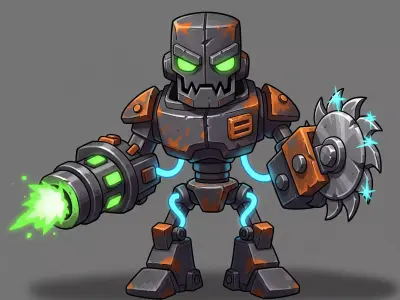 Chibi Combat Mech  Industrial Saw Blade Destroyer 3D model