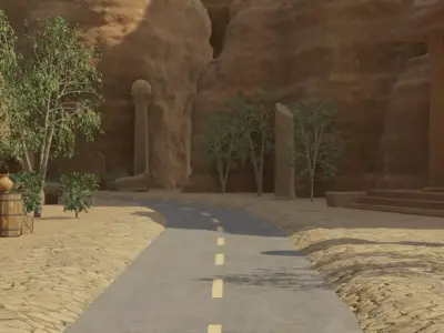 Ancient City In Rocky Canyon 3D model