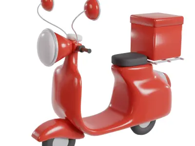 Scooter for Delivery cartoon character 3D model
