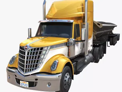 International LoneStar sidedump road train Low-poly 3D model