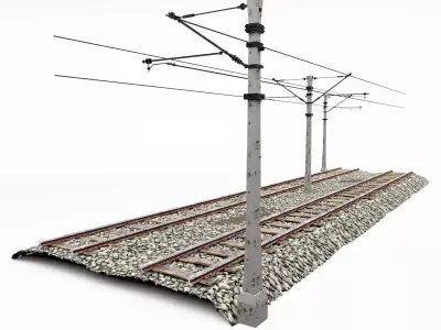 Train track poles pack 3D model