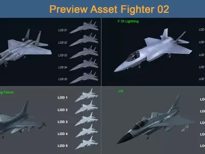 Asset 05 - Military - 04 Model Fighter  3D Model Pack