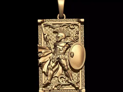 Spartan Warrior Shield Pendant 3D print model