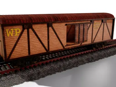Western Pacific Wooden Railroad Car 3D Model Summary 3D model