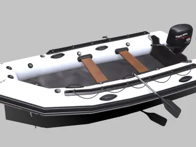 Inflatable Motor Boat Low-poly PBR Low-poly 3D model