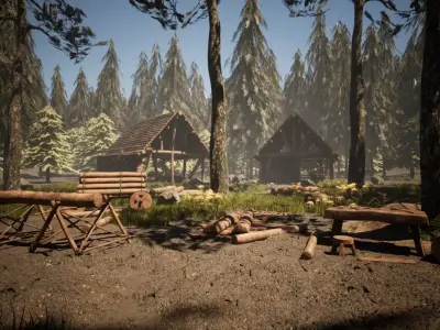 Carpenter Workshop 38 Assets Low-poly 3D model