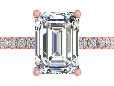 Emerald Stone Solitary Engagement Ring 3D print model