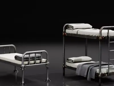 Prison Cell Metal Bunk Bed Free low-poly 3D model